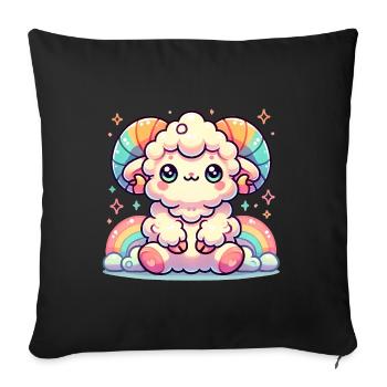 Bunte süße Widder Cartoon Illustration - Sofakissenbezug 45 x 45 cm - Schwarz - Vorne
