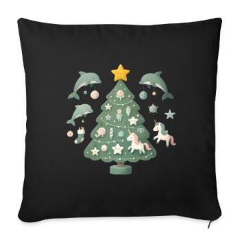Fantaisie fantaisiste d’arbre de Noël - Housse de coussin décorative 45 x 45 cm - noir - Devant