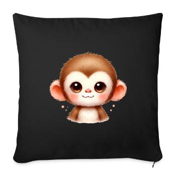 Cute Baby Monkey Watercolor Art - Sofa pillowcase 17,3'' x 17,3'' (45 x 45 cm) - black - Front