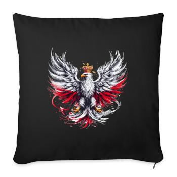 Poland Polska Polish Red White Eagle Golden Crown - Sofa pillowcase 17,3'' x 17,3'' (45 x 45 cm) - black - Front