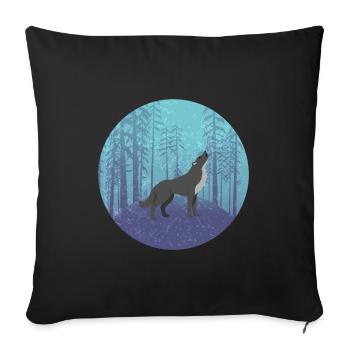 Loup dans la forêt de la lune - Housse de coussin décorative 45 x 45 cm - noir - Devant