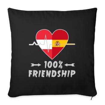 L'Autriche et l'Espagne 100% amitié - Housse de coussin décorative 45 x 45 cm - noir - Devant