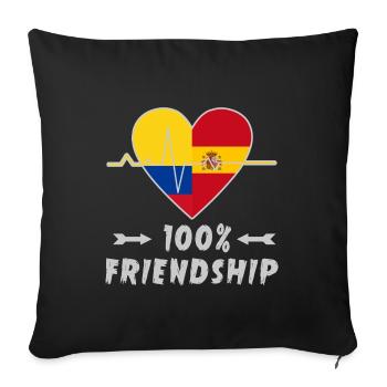100 % amitié entre la Colombie et l'Espagne - Housse de coussin décorative 45 x 45 cm - noir - Devant