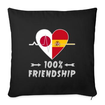 100% amitié entre le Japon et l'Espagne - Housse de coussin décorative 45 x 45 cm - noir - Devant