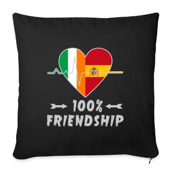 L'Inde et l'Espagne : amitié à 100 % - Housse de coussin décorative 45 x 45 cm - noir - Devant