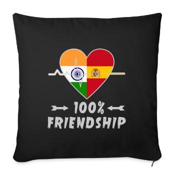 L'Inde et l'Espagne : amitié à 100 % - Housse de coussin décorative 45 x 45 cm - noir - Devant