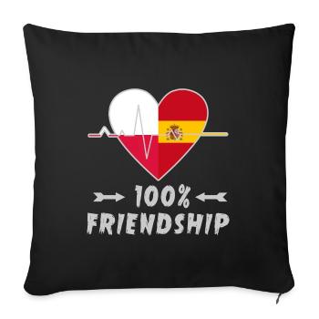 100 % amitié entre la Pologne et l'Espagne - Housse de coussin décorative 45 x 45 cm - noir - Devant