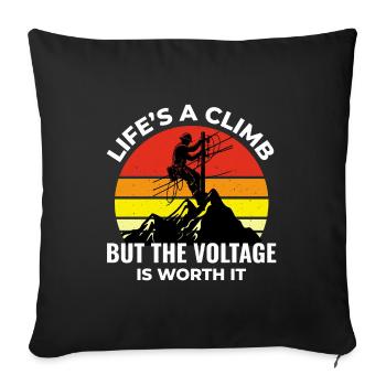 Lineman Voltage Climb Power Work Inspirant - Housse de coussin décorative 45 x 45 cm - noir - Devant
