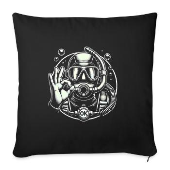 Plongeur sous-marin avec graphique OK Gesture - Housse de coussin décorative 45 x 45 cm - noir - Devant