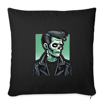 Rockabilly Zombie Skull in Leather - Sofa pillowcase 17,3'' x 17,3'' (45 x 45 cm) - black - Front