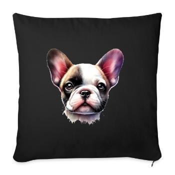 Colorful French Bulldog Watercolor Art - Sofa pillowcase 17,3'' x 17,3'' (45 x 45 cm) - black - Front