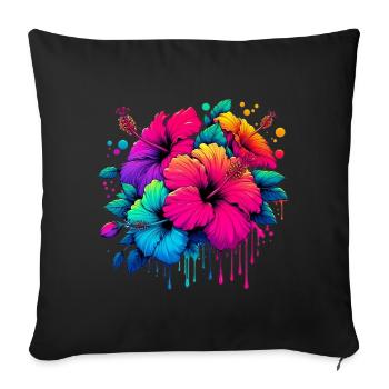 Hibiscus Flowers - Sofa pillowcase 17,3'' x 17,3'' (45 x 45 cm) - black - Front