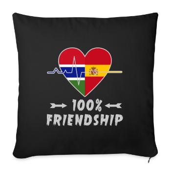 Gambia and Spain 100% friendship - Sofa pillowcase 17,3'' x 17,3'' (45 x 45 cm) - black - Front
