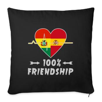 100 % amitié entre la Belgique et l'Espagne - Housse de coussin décorative 45 x 45 cm - noir - Devant