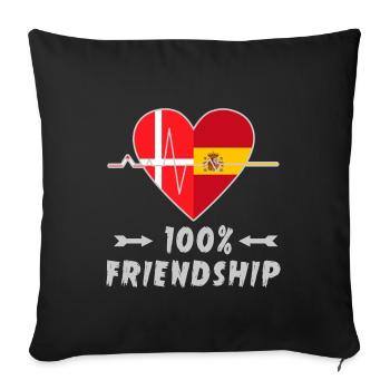 Le Danemark et l'Espagne : amitié à 100 % - Housse de coussin décorative 45 x 45 cm - noir - Devant