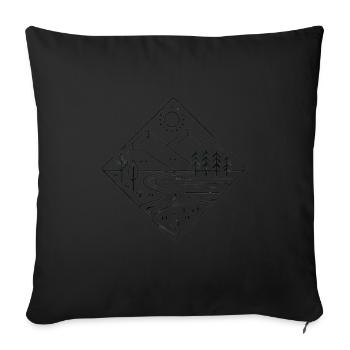 Minimalist Nature Mountain Line Art Badge - Sofa pillowcase 17,3'' x 17,3'' (45 x 45 cm) - black - Front