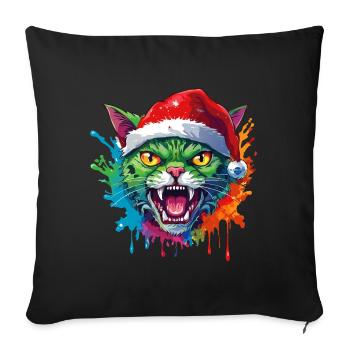 13 Zombie Cat Santa Claus Color Drops - Sofa pillowcase 17,3'' x 17,3'' (45 x 45 cm) - black - Front