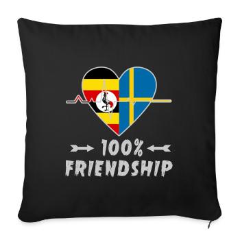 Uganda and Sweden 100% friendship - Sofa pillowcase 17,3'' x 17,3'' (45 x 45 cm) - black - Front