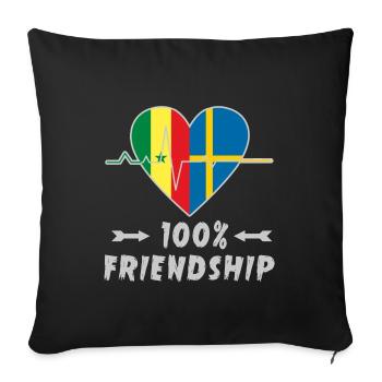 100 % amitié entre le Sénégal et la Suède - Housse de coussin décorative 45 x 45 cm - noir - Devant