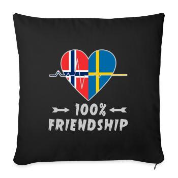 Norwegen und Schweden 100% Freundschaft - Sofakissenbezug 45 x 45 cm - Schwarz - Vorne