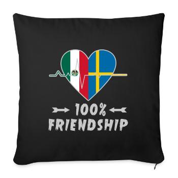 Mexico and Sweden 100% friendship - Sofa pillowcase 17,3'' x 17,3'' (45 x 45 cm) - black - Front