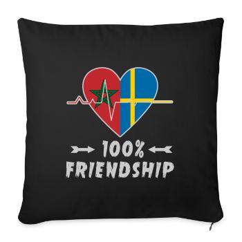 100 % amitié entre le Maroc et la Suède - Housse de coussin décorative 45 x 45 cm - noir - Devant