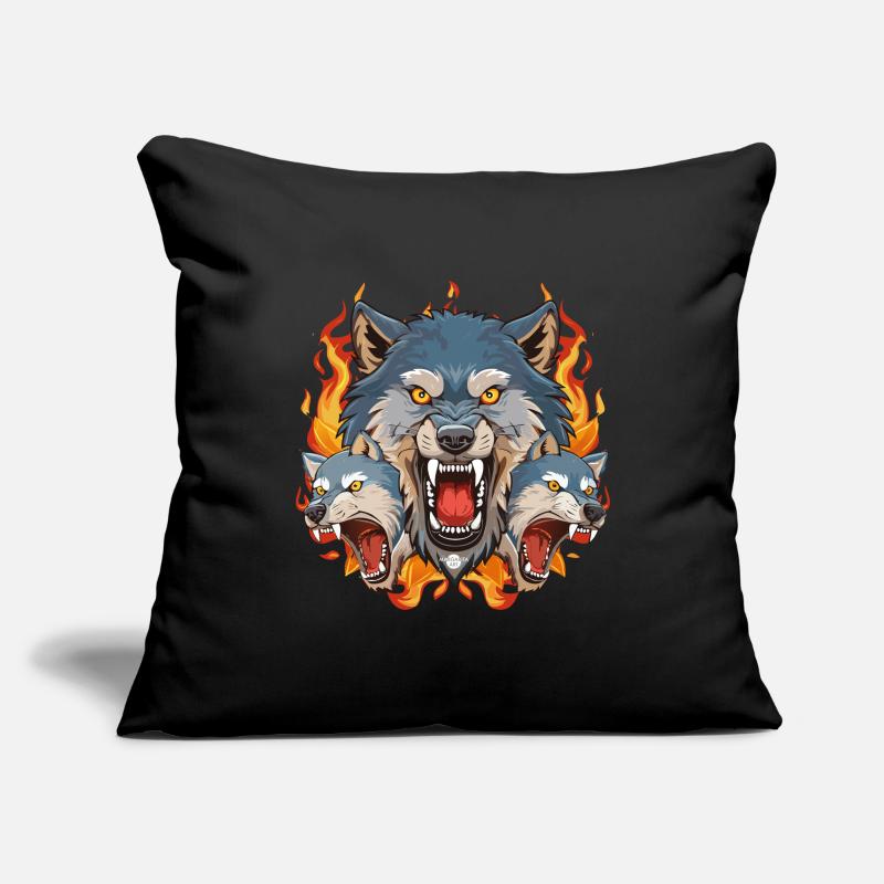 01 Bad Wolf Pack Wolves Head Fire Flames Sofa pillowcase 17,3'' x 17,3'' (45 x 45 cm)