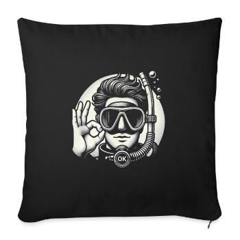 Vintage Scuba Diver OK Hand Signal - Sofa pillowcase 17,3'' x 17,3'' (45 x 45 cm) - black - Front