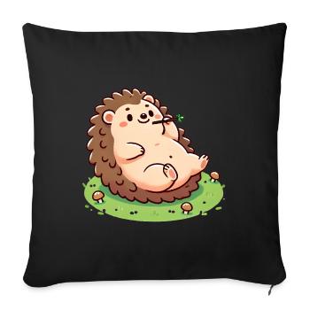 Chill Hedgehog Living Life Slow - Sofa pillowcase 17,3'' x 17,3'' (45 x 45 cm) - black - Front