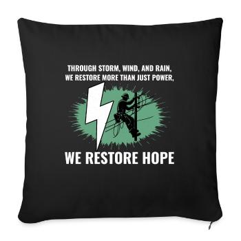 Lineman Storm Wind Rain Hope Power Restoration - Sofa pillowcase 17,3'' x 17,3'' (45 x 45 cm) - black - Front