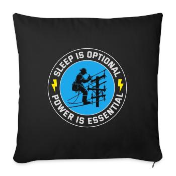 Lineman Power Essential Sleep Dédicace facultative - Housse de coussin décorative 45 x 45 cm - noir - Devant