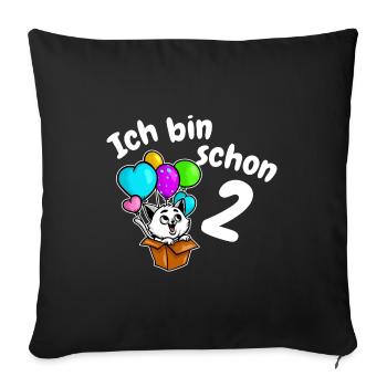 2ème anniversaire mignon chaton chat deux ans - Housse de coussin décorative 45 x 45 cm - noir - Devant