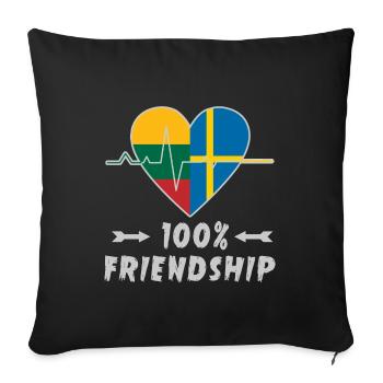 Lithuania and Sweden 100% friendship - Sofa pillowcase 17,3'' x 17,3'' (45 x 45 cm) - black - Front