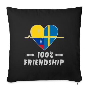 100 % amitié entre la Colombie et la Suède - Housse de coussin décorative 45 x 45 cm - noir - Devant