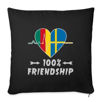 Kamerun und Schweden 100% Freundschaft - Sofakissenbezug 45 x 45 cm - Schwarz - Vorne