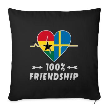 Ghana and Sweden 100% friendship - Sofa pillowcase 17,3'' x 17,3'' (45 x 45 cm) - black - Front