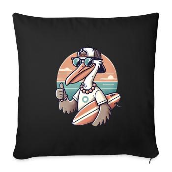 Cool Beach Pelican Cartoon Design - Sofa pillowcase 17,3'' x 17,3'' (45 x 45 cm) - black - Front