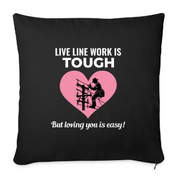 Lineman Valentine Live Line Work Love Romance - Sofa pillowcase 17,3'' x 17,3'' (45 x 45 cm) - black - Front