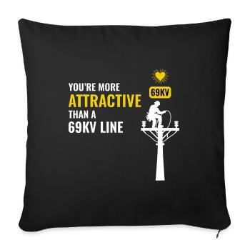 Lineman Valentine 69kV Line Attraction Humor Liebe - Sofakissenbezug 45 x 45 cm - Schwarz - Vorne