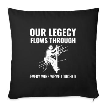 Lineman Legacy Wires Dedication Power Grid Pride - Sofa pillowcase 17,3'' x 17,3'' (45 x 45 cm) - black - Front