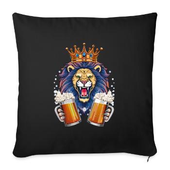 05 Löwe zwei Mass Bier Löwenkopf Krone Leo Prost - Sofakissenbezug 45 x 45 cm - Schwarz - Vorne