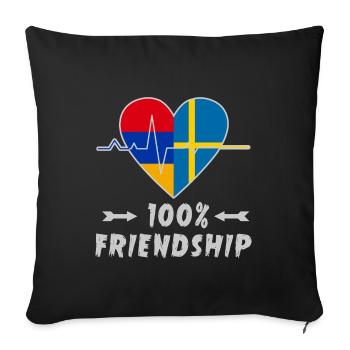 Armenien und Schweden 100% Freundschaft - Sofakissenbezug 45 x 45 cm - Schwarz - Vorne