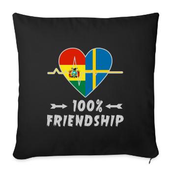 Bolivia and Sweden 100% friendship - Sofa pillowcase 17,3'' x 17,3'' (45 x 45 cm) - black - Front
