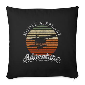 Airplane Hobby Pilot Airfield - Sofa pillowcase 17,3'' x 17,3'' (45 x 45 cm) - black - Front