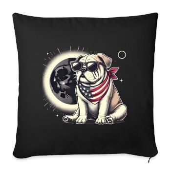 Éclipse solaire du bouledogue patriotique - Housse de coussin décorative 45 x 45 cm - noir - Devant