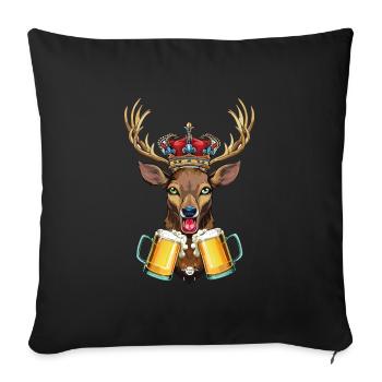06 Hirsch zwei Mass Bier Hirschkopf Krone Prost - Sofakissenbezug 45 x 45 cm - Schwarz - Vorne