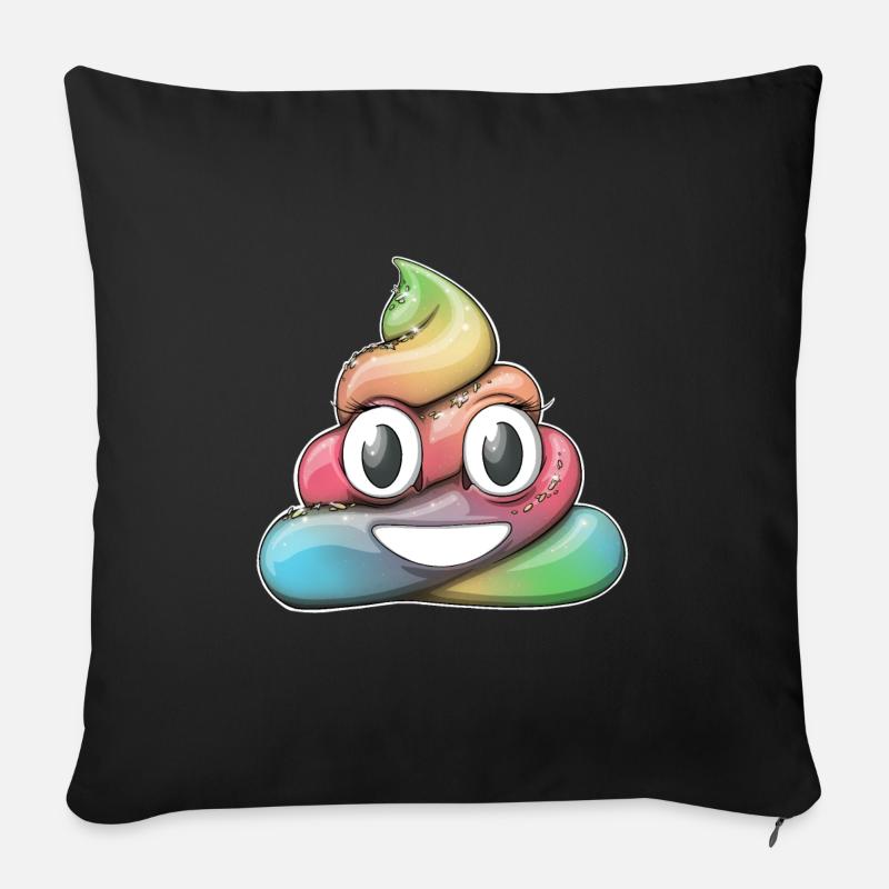 Rainbow Pile de caca - Housse de coussin décorative 45 x 45 cm - noir