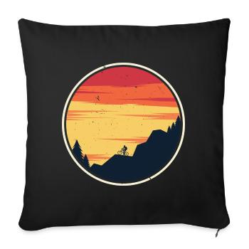 Sunset Mountain Bike Trail Emblem - Sofa pillowcase 17,3'' x 17,3'' (45 x 45 cm) - black - Front
