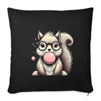 Cool Squirrel with Bubblegum Glasses - Sofa pillowcase 17,3'' x 17,3'' (45 x 45 cm) - black - Front