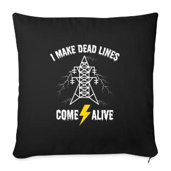Je donne vie aux lignes mortes – Lineman Halloween - Housse de coussin décorative 45 x 45 cm - noir - Devant